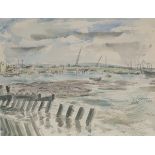 Peter Cumming - 'Shoreham Harbour', watercolour and ink, signed, inscribed and dated April 1954