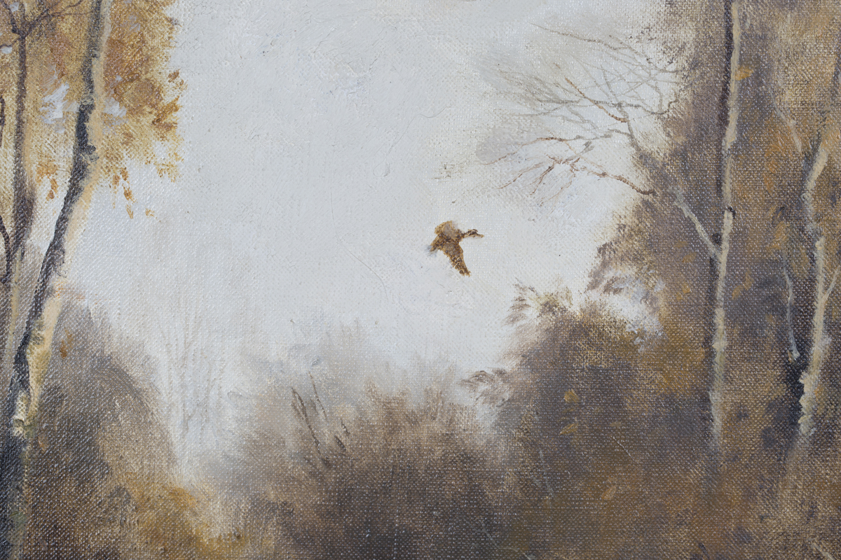 Walter Robert Jennings - Autumnal View with Duck flying above a River, late 20th century oil on - Image 3 of 5