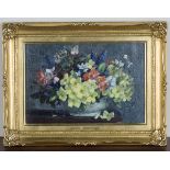 Stuart Scott Somerville - 'Flowers in a Bowl', late 20th century oil on board, signed recto,