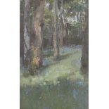 Circle of Harold Harvey - 'Bluebells', mid-20th century oil on panel, title and artist's name '