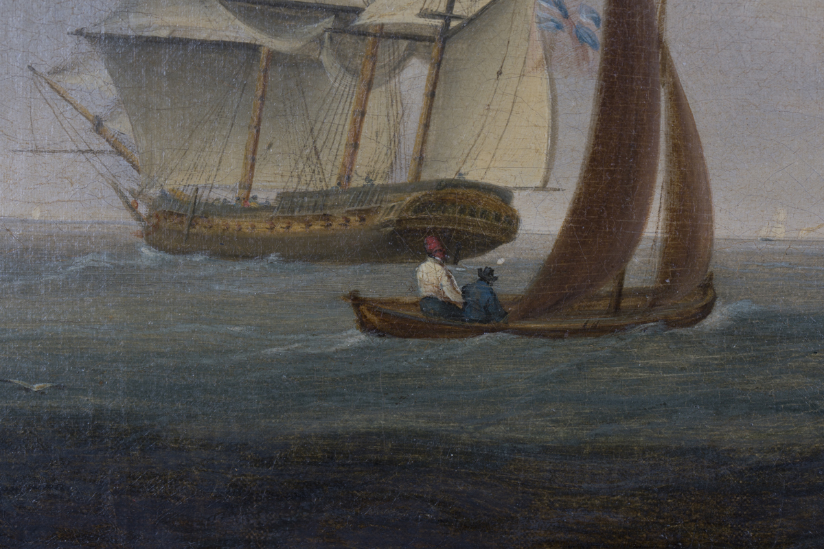 Circle of William Andersen - Boats and Ships in Calm Waters, early 19th century oil on canvas, 29. - Image 4 of 6