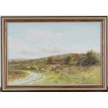 George Oyston - 'Chobham Common' (Sheep on the Surrey Heath), watercolour, signed and dated 1919