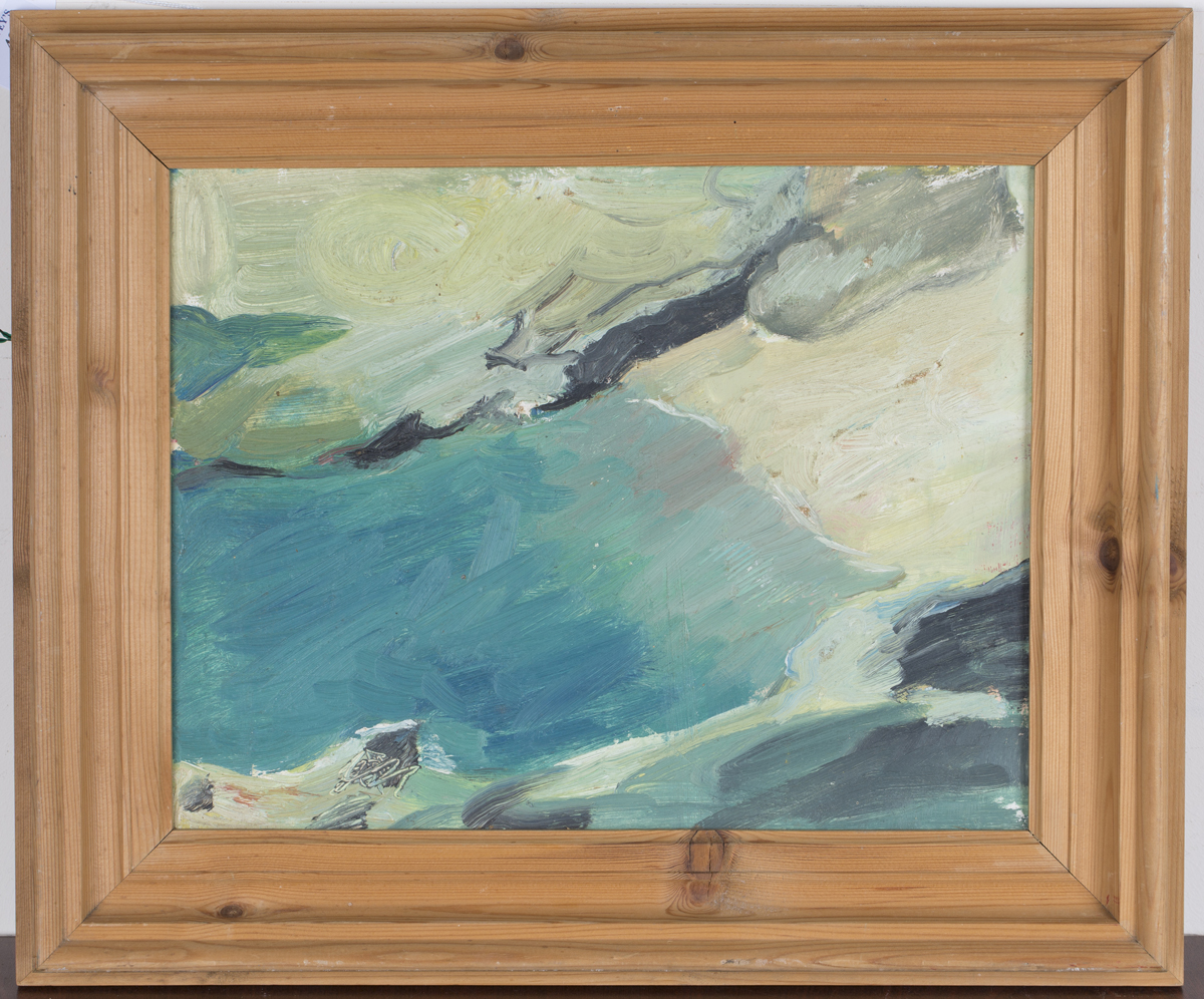 Romi Behrens - 'Cove', 20th century oil on board, artist's name and inscribed verso, 29cm x 37cm, - Image 3 of 3