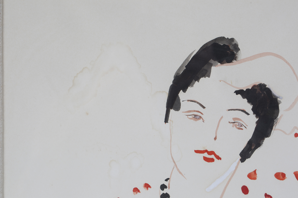 Elmyr de Hory - Homage to Henri Matisse with a Lady wearing a Red Polka Dot Dress, watercolour, - Image 8 of 10