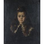 Henri Bénard - Head and Shoulders Portrait of a Girl identified as Aliette de Pigeard, oil on