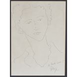 Elmyr de Hory - Homage to Henri Matisse with Head and Shoulders Portrait of a Youth, pen and ink,