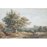 John Varley - A Path Leading to a Mansion among Trees, early 19th century watercolour, 11cm x