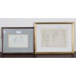 Attributed to William Edward Frost - Water Nymphs, pencil drawing, inscribed verso, 10cm x 15cm,