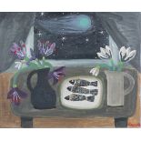Alan Furneaux - 'Still Life with Three Fish', oil on canvas, early 21st century oil on canvas,