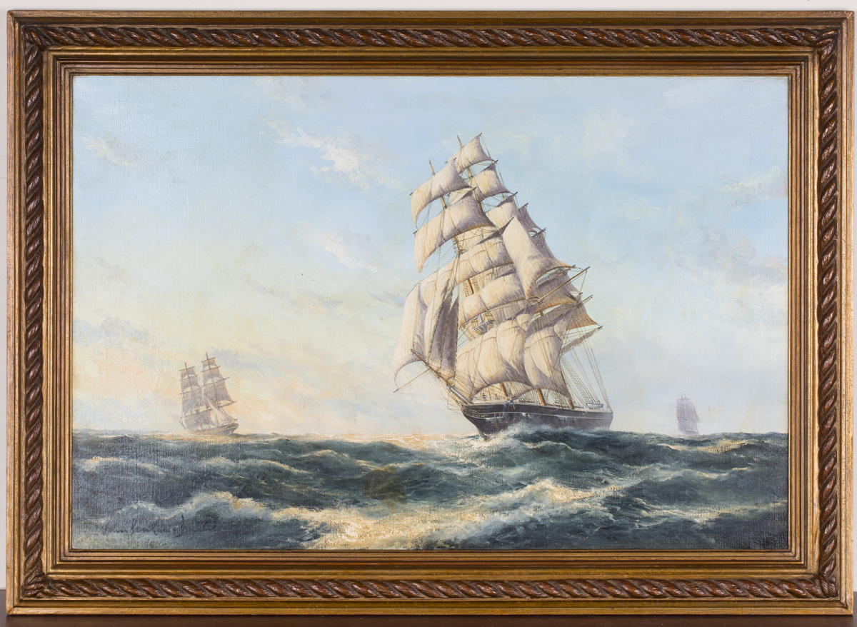 John Bentham Dinsdale - 'The Torrens' (Ship Portrait of the Clipper in Full Sail), late 20th century - Image 6 of 6