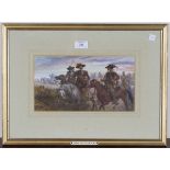 Charles Cattermole - 'Riding into Battle', late 19th century watercolour, signed and dated '65