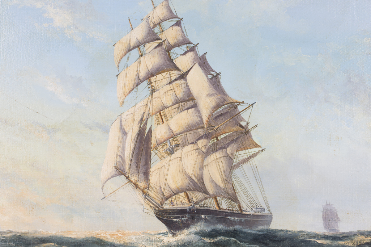 John Bentham Dinsdale - 'The Torrens' (Ship Portrait of the Clipper in Full Sail), late 20th century - Image 4 of 6