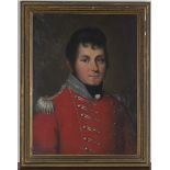 British School - Bust Length Portrait of a Gentleman wearing a Red Military Tunic, early 19th