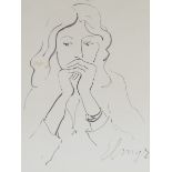 Elmyr de Hory - Homage to Henri Matisse with a Woman in Contemplation, brush and ink, signed, 42cm x