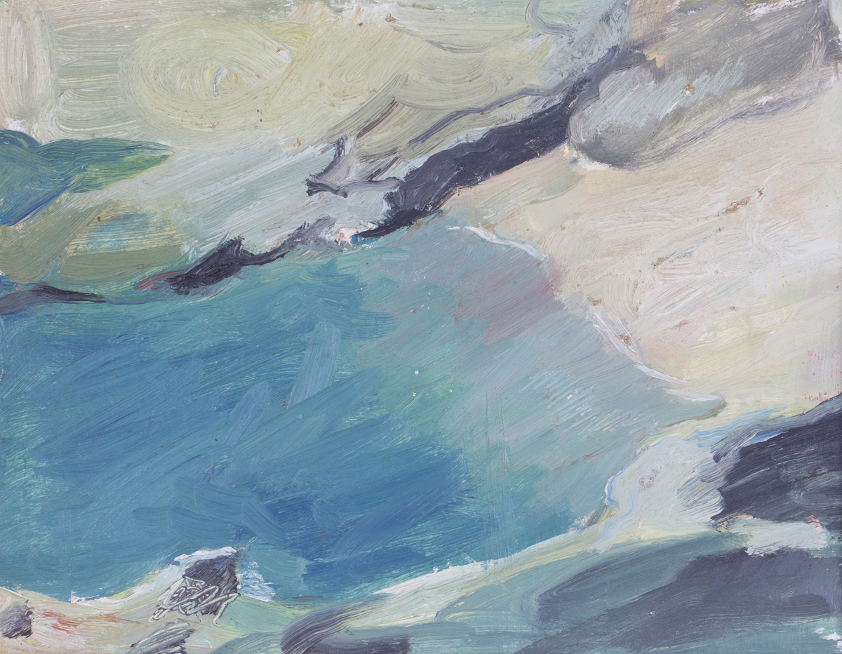 Romi Behrens - 'Cove', 20th century oil on board, artist's name and inscribed verso, 29cm x 37cm,