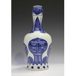 A Chinese blue and white porcelain vase, mark of Kangxi but probably 20th century, the high-