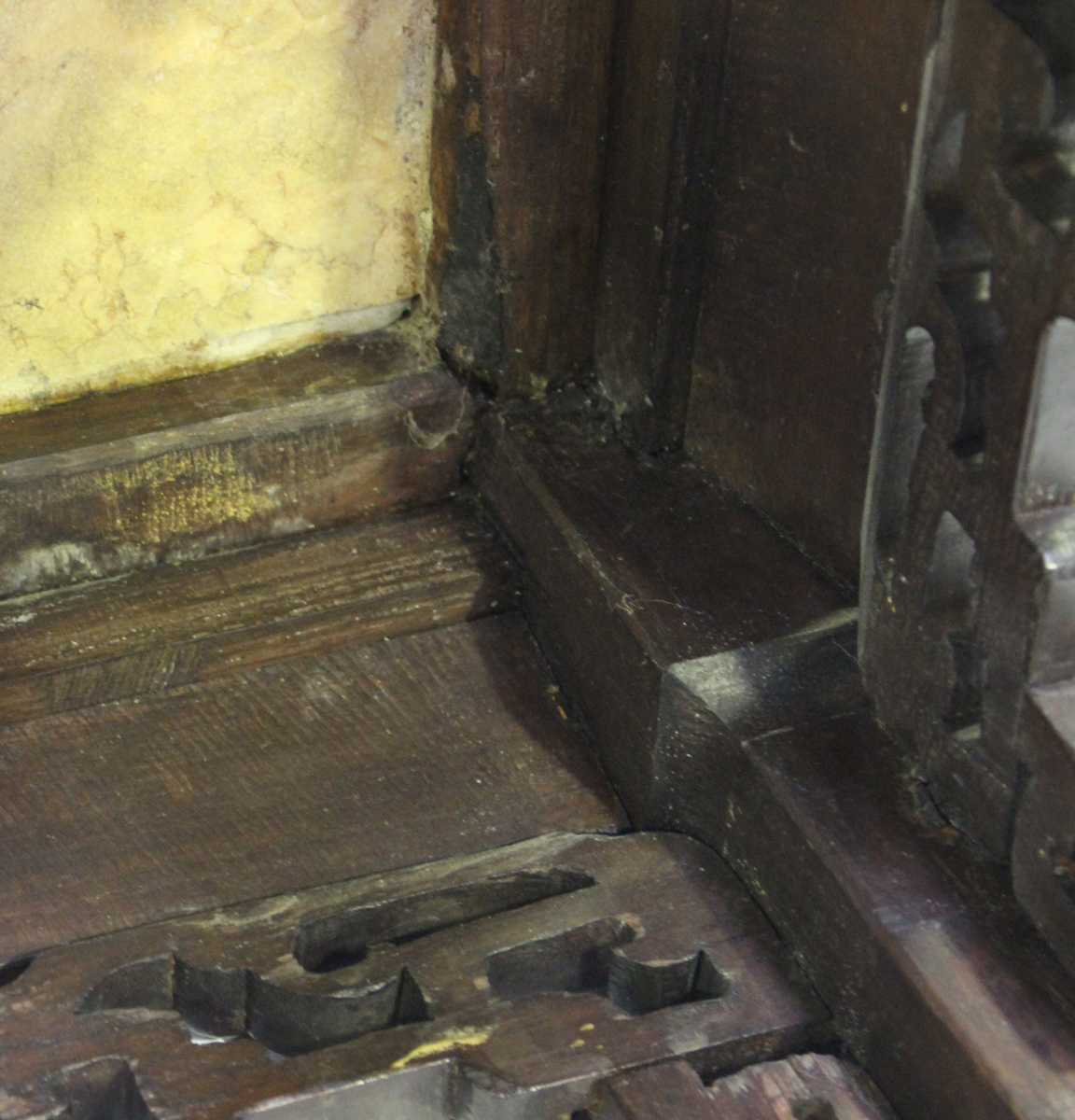 A Chinese hardwood jardinière stand, late 19th century, the square top inset with a rouge marble - Image 4 of 8