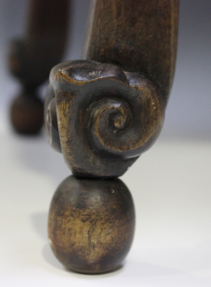 A Chinese hardwood jardinière stand, late 19th century, the square top inset with a rouge marble - Image 7 of 8