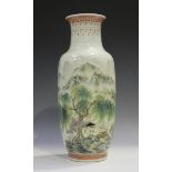 A Chinese Republic style porcelain vase, mid-20th century, the shouldered tapering body painted with