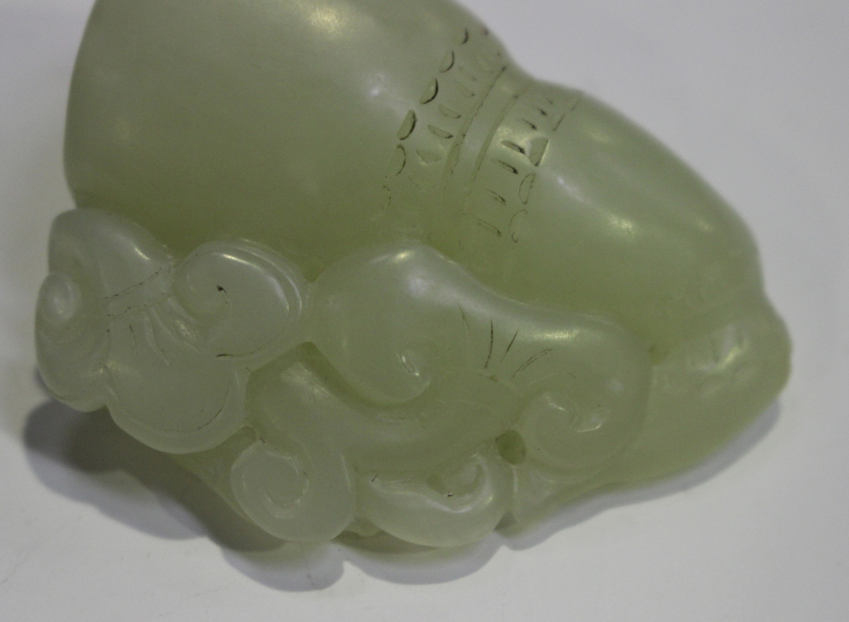 Two Chinese pale celadon jade pendants, late 19th/20th century, the first carved in the form of a - Image 2 of 8
