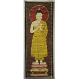 A pair of Tibetan thangkas, probably late Qing dynasty, each depicting a standing Buddha on a