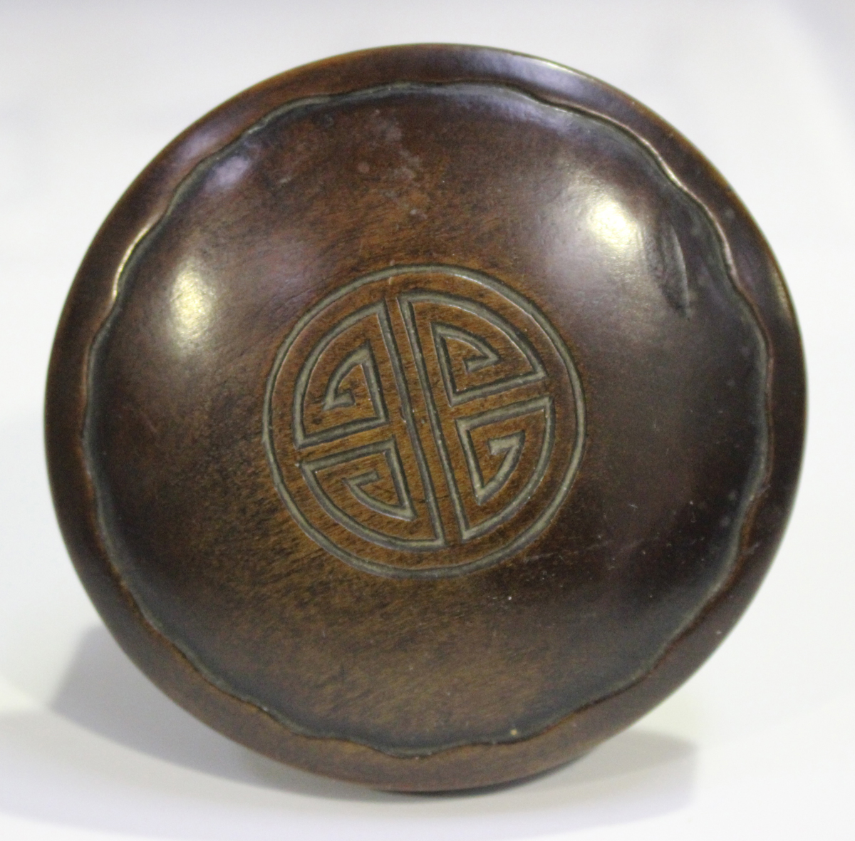 A Chinese hardwood circular stand, late 19th/early 20th century, carved with a keyfret and foliate - Image 8 of 19