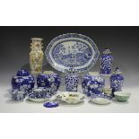A collection of Chinese porcelain, 18th century and later, including a blue and white export ware