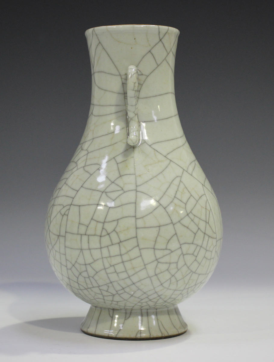 A Chinese Guan-type crackle glazed stoneware vase, probably 20th century, the pear-shaped body - Image 10 of 10
