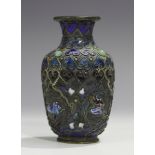 A Chinese enamelled vase, early 20th century, the baluster body decorated in polychrome enamel
