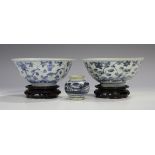 Two Chinese blue and white porcelain circular bowls, Ming dynasty, each exterior painted with