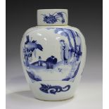 A Chinese blue and white porcelain jar and cover, Transitional style but 20th century or later,