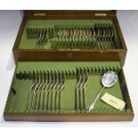 A George V part canteen of silver cutlery, comprising six tablespoons, three table forks, twelve