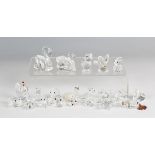 Thirteen small Swarovski Crystal animals, including a cockerel with coloured highlights, a butterfly