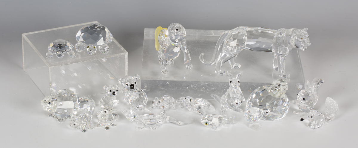 Eighteen Swarovski Crystal Rare Encounters Collection and Endangered Species Collection animals,