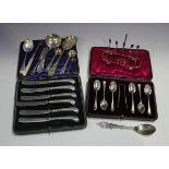 A small group of silver and plated items, including a set of six Hanoverian pattern teaspoons and