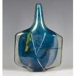 A Mdina glass fish vase, after a design by Michael Harris, 1970s, the blue/green interior with