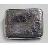 A George III silver vinaigrette of rectangular form with engraved decoration, the hinged lid
