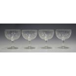 A set of four cut glass Copa de Balon gin glasses, 20th century, each generous bowl cut with