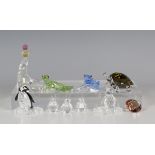 Three Swarovski Crystal SCS Event animals, comprising Gecko 2008, Blue Dart Frog 2009 and