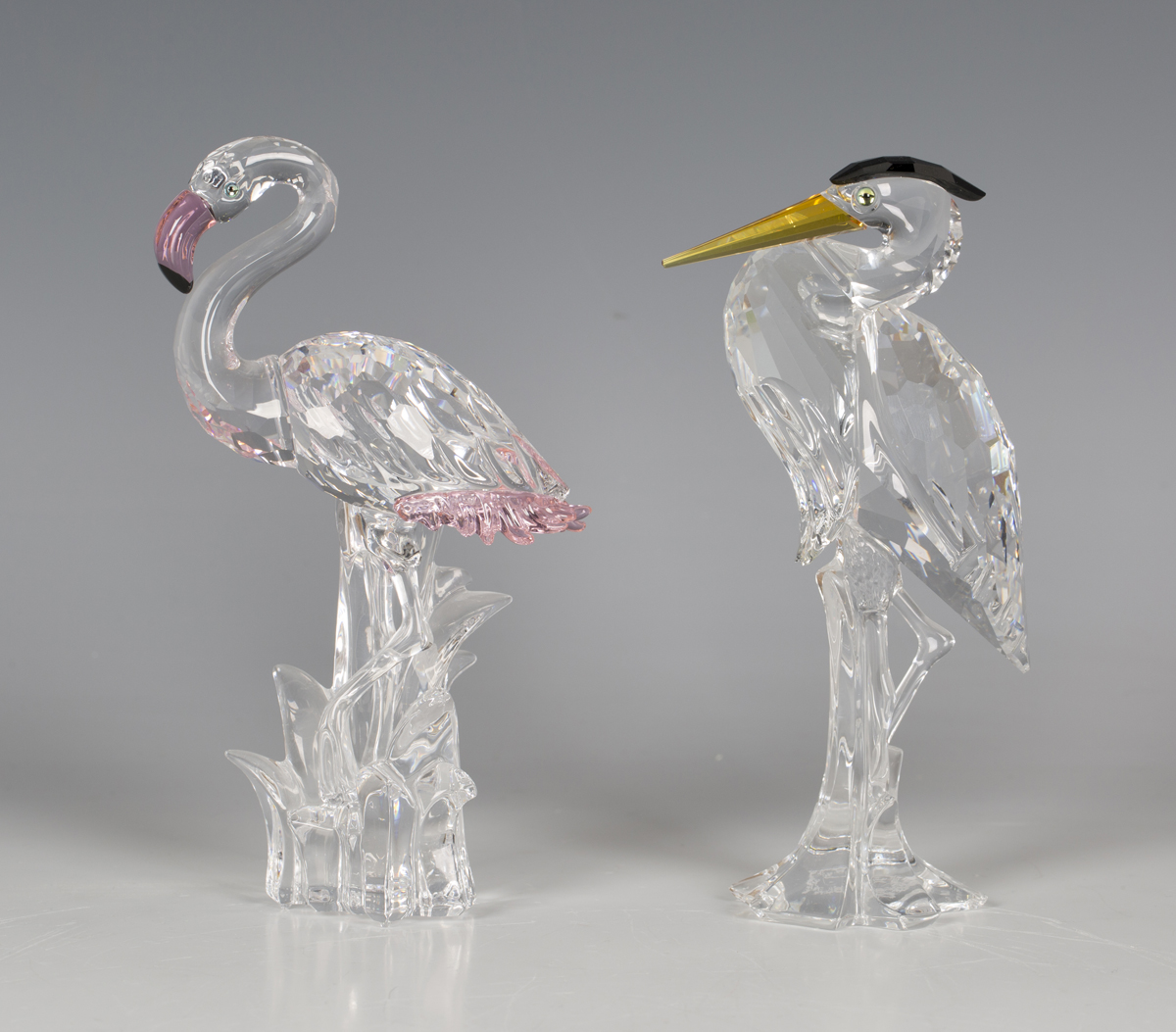 A Swarovski Crystal Feathered Beauties Collection flamingo, designed by Gabriele Stamey, height 15.