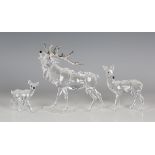 Three Swarovski Crystal Rare Encounters Collection deer, comprising stag, designed by Adi Stocker,