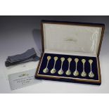 A set of seven silver and parcel gilt spoons, commemorating the Kings and Queens of Europe,