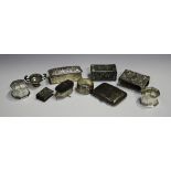 A small group of mostly silver items, including a late Victorian matchbox sleeve, embossed with '