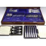 A part canteen of plated Ribbon and Thread pattern cutlery, comprising twelve table forks, six