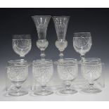 A mixed group of mostly drinking glasses, late 19th and 20th century, including a set of six Webb