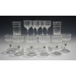 A Stuart part suite of glassware, comprising six wine, two tumblers and five sherry, together with a