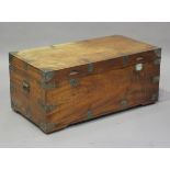 An early 20th century camphor trunk with brass bound corners and edges, height 45cm, width 107cm,