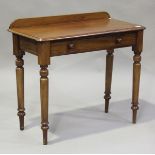 A late Victorian mahogany side table, fitted with a single frieze drawer, height 80cm, width 92cm,