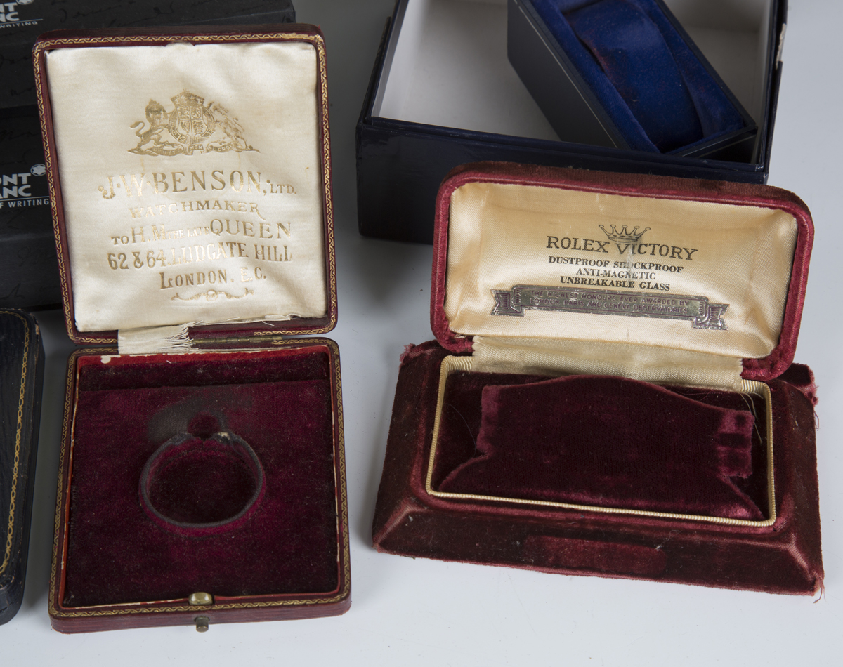 A large collection of wristwatch, pocket watch and jewellery boxes and cases, including three J.W. - Image 4 of 6