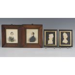 A pair of 20th century wax relief profile portraits of Lord Nelson and Lady Hamilton, framed, 15.5cm